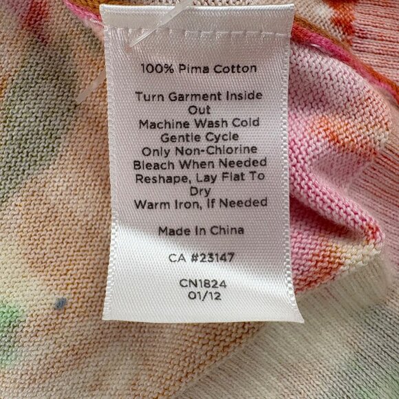 Talbots Womens Floral Button-Front Cardigan M Pima Cotton - Picture 3 of 5